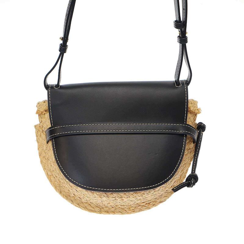 Loewe Gate Raffia Shoulder Bag Naturalblack — view 2