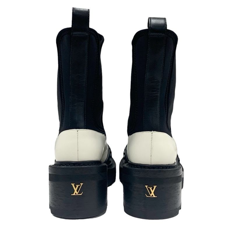 Louis Vuitton Bobur Line Boots Short Shoes Leather Fabric White Black — view 5