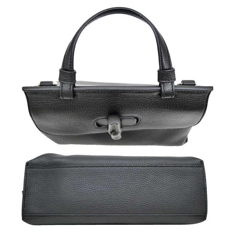 Gucci Daily Bamboo 2-Way Handbag Black Shoulder Leather — view 5