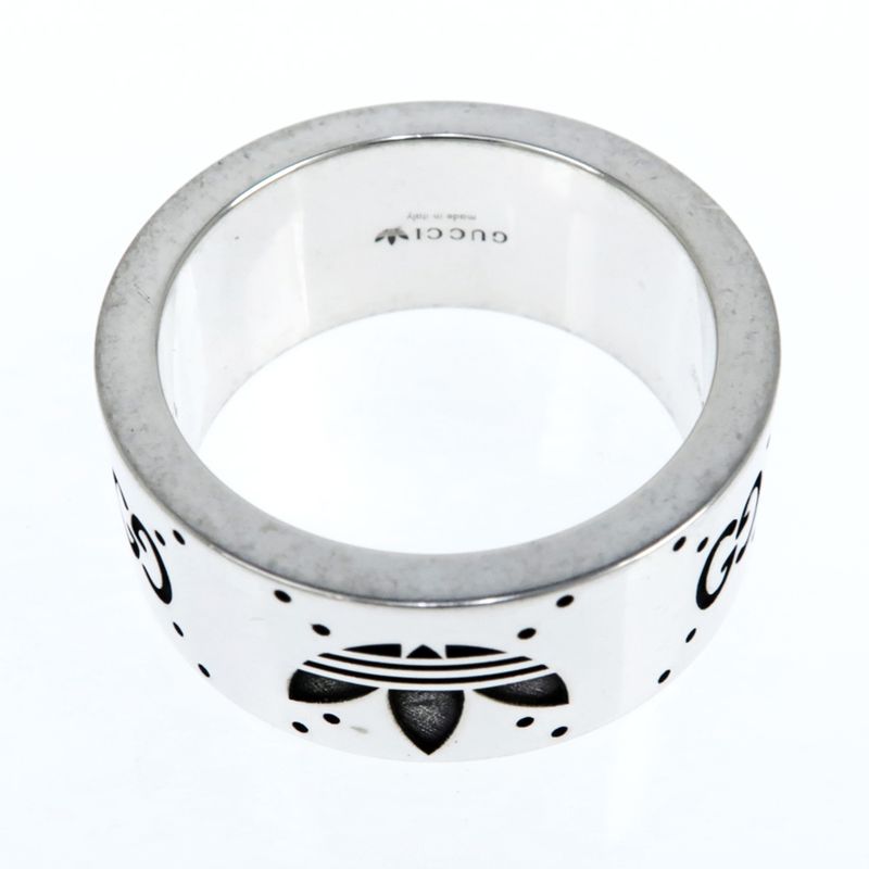 Gucci Adidas Collaboration Ring Engraving Wide Trefoil 17 AG 925 Jewelry — view 6