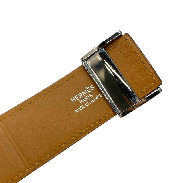 Hermes Serie Belt Leather Blue Jean Brown Silver Hardware — view 4