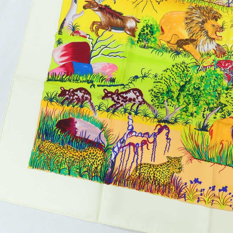 Hermes Carre 90 NUBA Mountain Scarf Silk White Multicolor Animal — view 4