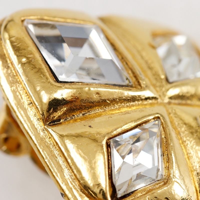 Chanel Bijoux Vintage Gold Plated and Rhinestone 22.5 g Earrings — view 7