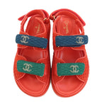 Chanel Sports Sandals Red Multicolor 36 Leather CC — view 4