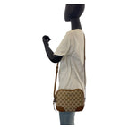 Gucci Brown Gold Hardware GG Canvas Leather Crossbody Bag — view 8