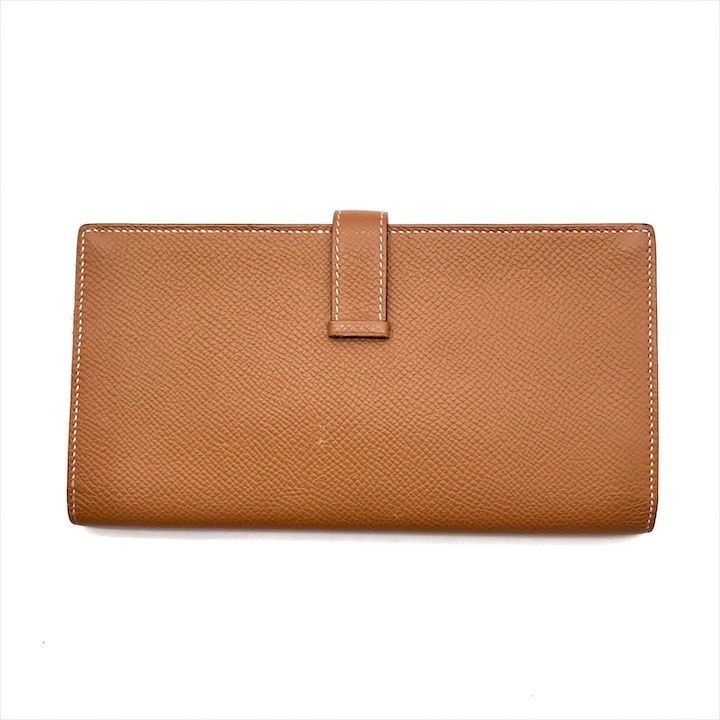 Hermes Bearn Souffle Epsom Gold Wallet Brown Leather — view 2