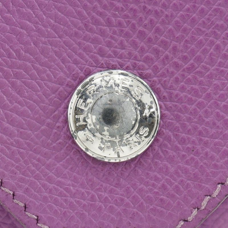Hermes Le Van Cattle Vaux Epson Purple Coin Case — view 6