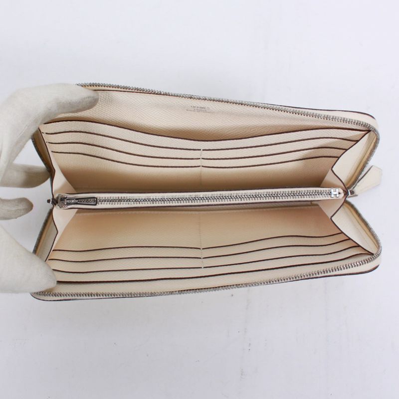 Hermes Azap Long Classic Machete Vaux Epson Off White Wallet Silver — view 7