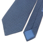 Hermes 7695 OA 100% Silk Geometric Pattern Wide Tie Blue — view 4