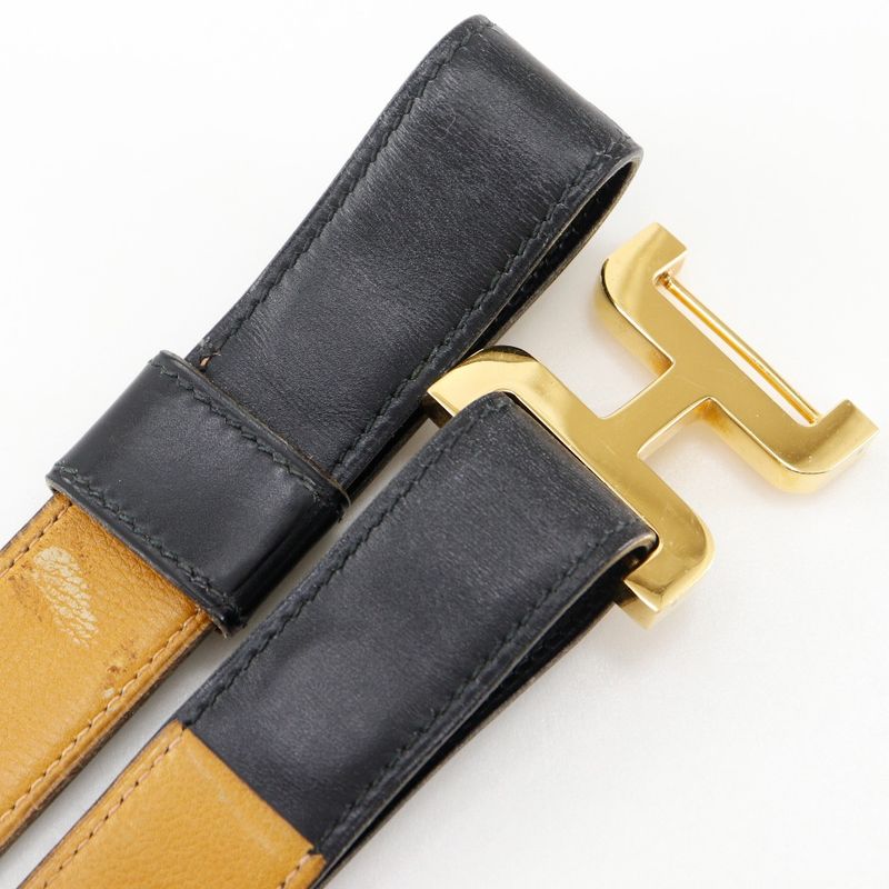 Hermes H Belt Vintage Calf and Gold Plated Black 00 g — view 6