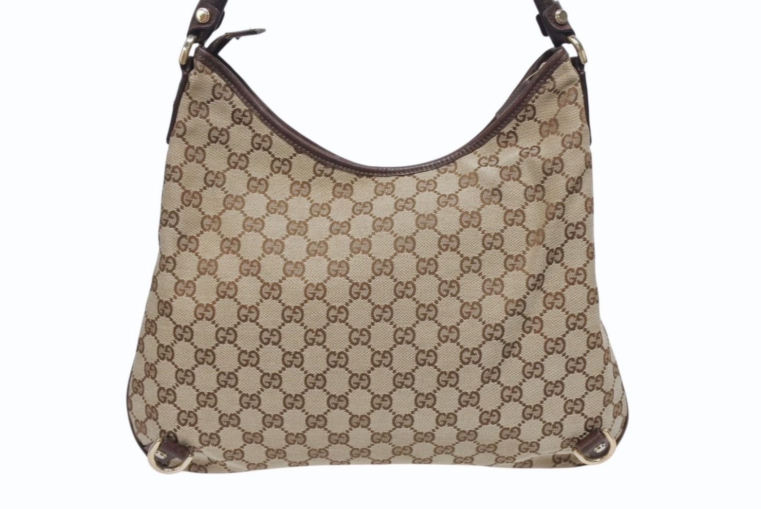 Gucci Bag Handbag GG Canvas Leather Beige Brown Gold — view 3