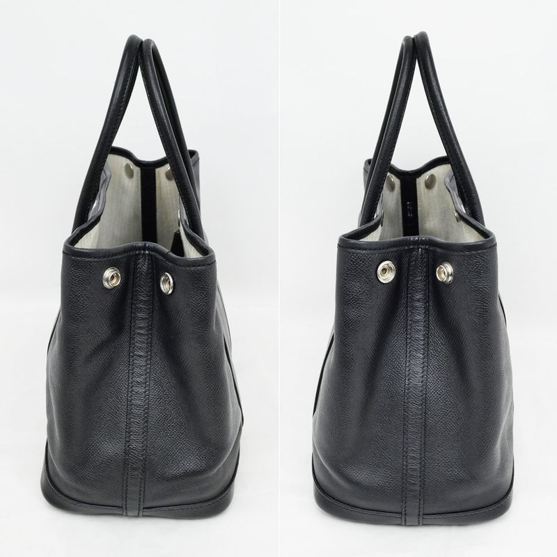 Hermes Garden Party T PM 30 Black Epson Leather Hand Tote Bag — view 7