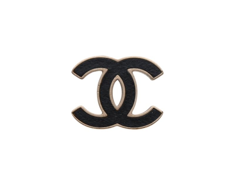Chanel CC Logo Earrings Gold Black — view 2