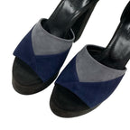 Hermes Sandals Shoes Suede Navy Black Gray Ankle Strap — view 9