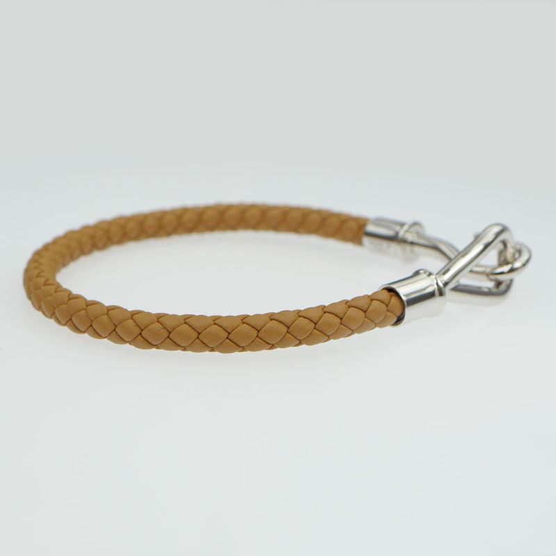Hermes Jumbo Bracelet Braided Biscuit Silver Hardware Leather — view 4