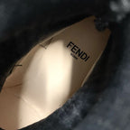 Fendi Rococo Boots Short Shoes Fabric Leather Black White Logo Sock — view 7