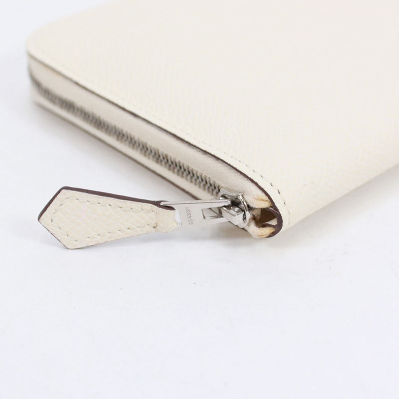 Hermes Azap Long Classic Machete Vaux Epson Off White Wallet Silver — view 4