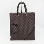 Chanel Cambon Line Flat Tote Bag Leather Dark Brown — view 6