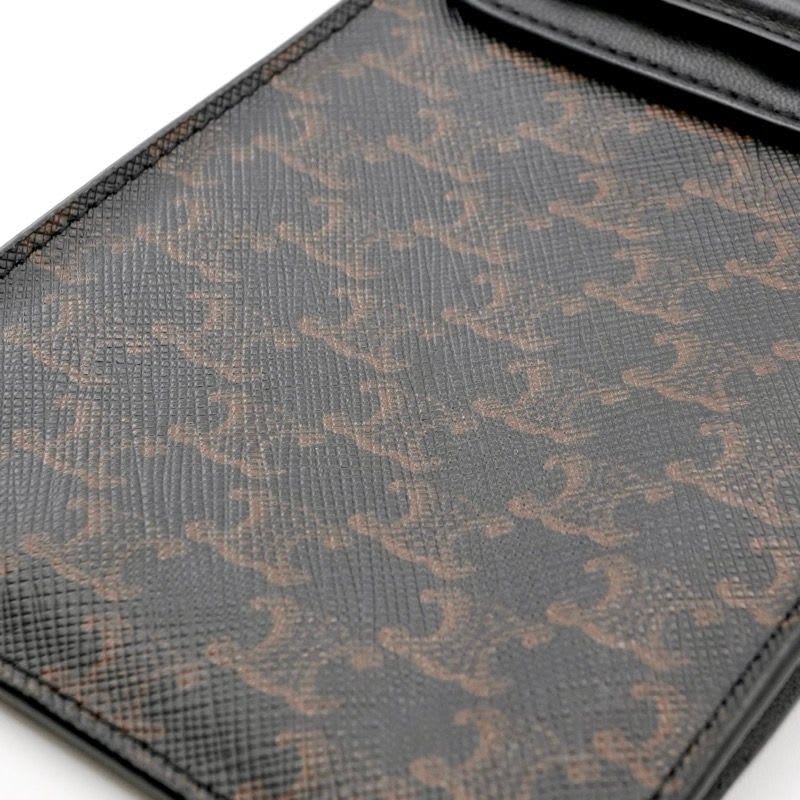 Celine Mobile Smartphone Accessories Leather Canvas Black Triomphe Logo Phone — view 7