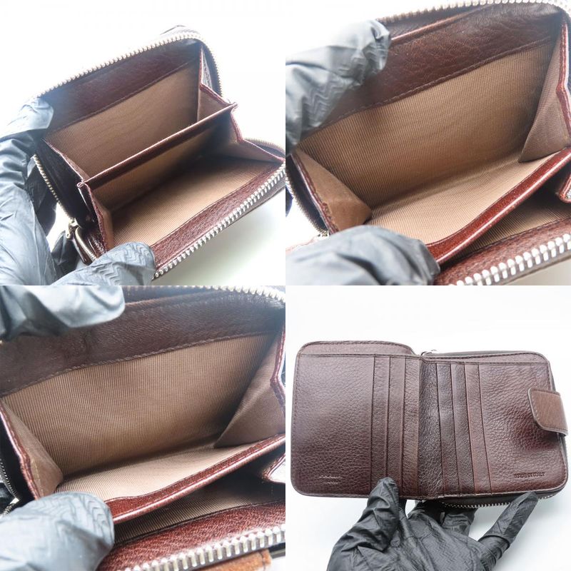 Prada Bifold Wallet 1 M0522 Leather Cacao Brown Silver Hardware Compact Round — view 7