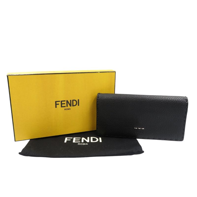 Fendi Selleria 7 M0186 Calf Silver Hardware Black Bifold Long Wallet 1380 — view 3