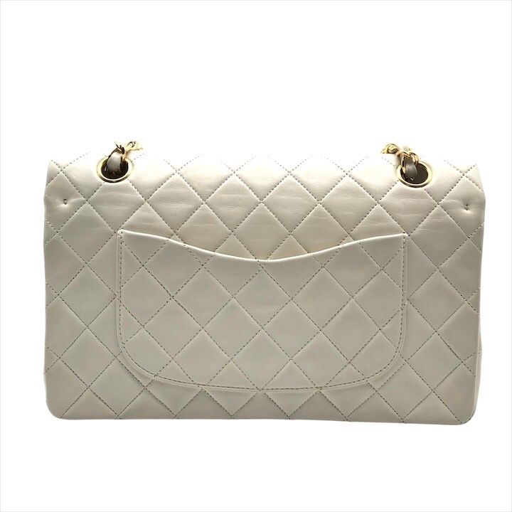 Chanel Lambskin Double Flap Chain Shoulder Bag White — view 2