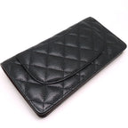 Chanel Bifold Long Wallet Caviar Leather Black Gold Hardware — view 3