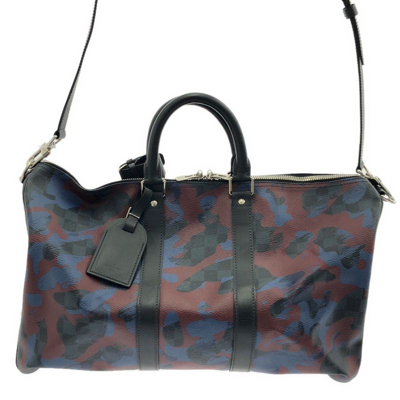 Louis Vuitton Du1176 Damier Camouflage Keepall Bandouliere 45 Boston Bag Blue — view 3