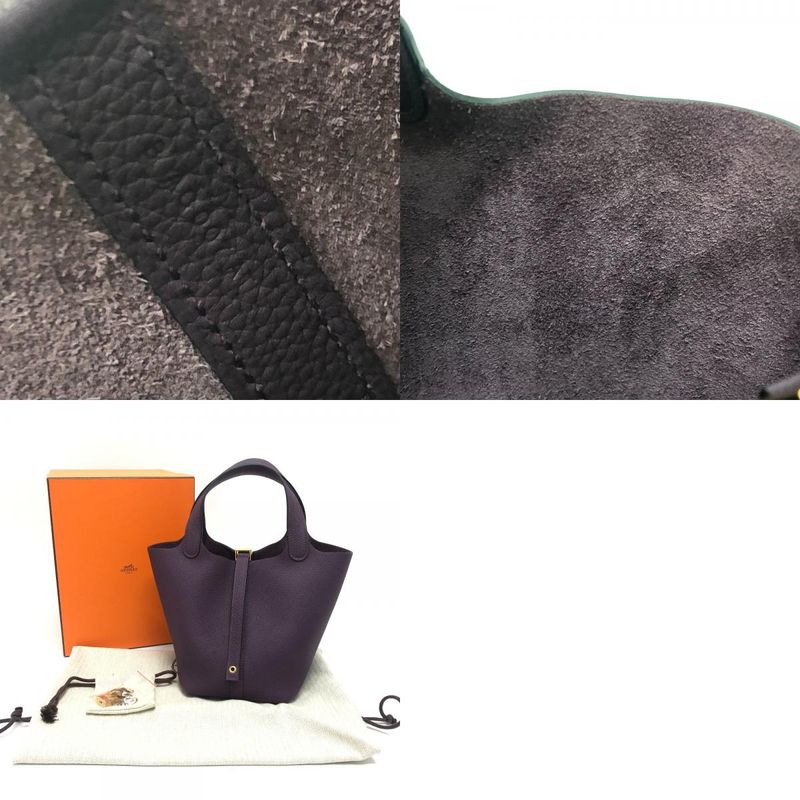 Hermes Handbag Picotin Lock PM Taurillon Clemence Cassis And Gold Hardware — view 9