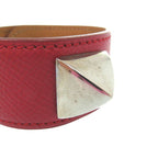 Hermes Medor Bangle Leather Metal Red Engraved D 0564 — view 8