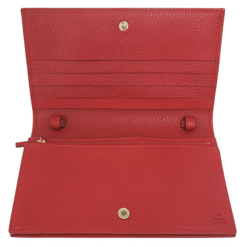 Gucci Leather Red Shoulder Wallet Bag Long 0462 — view 6