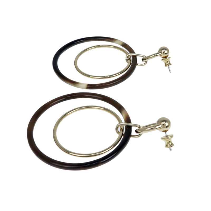 Hermes Amulet Duo Earrings Buffalo Horn Brown Gold Hardware Accessories — view 5