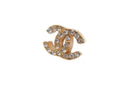 Chanel CC Logo Earrings 01 Rhinestone Metal Gold Clear — view 2