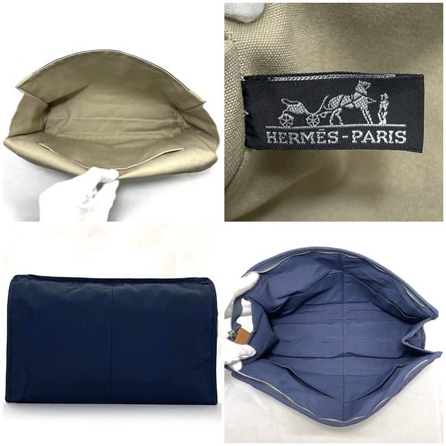Hermes Clutch Bag Tapidocel Navy Beige — view 9