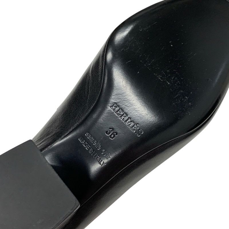 Hermes Cheilly Loafer Leather Shoes Black Silver Hhardware Constance — view 8