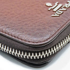 Prada Bifold Wallet 1 M0522 Leather Cacao Brown Silver Hardware Compact Round — view 5