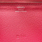 Hermes Round Zipper Long Wallet Azap Pink Rose Lipstick — view 6