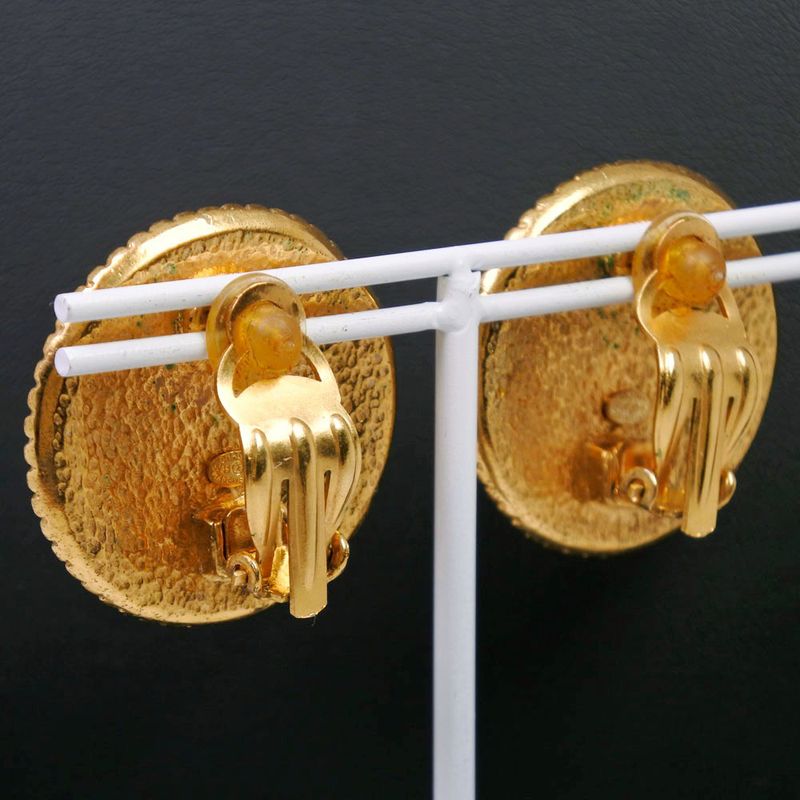 Chanel Coco Mark Gold Plated And Colored Stones 96 A 27.8 g Earrings — view 4
