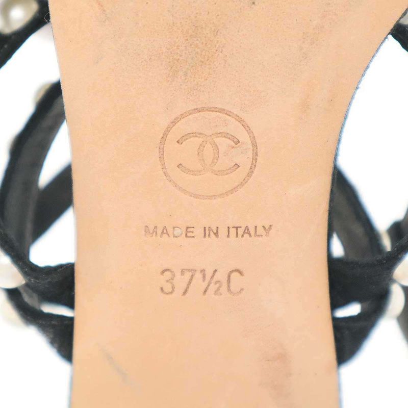 Chanel Multi-Strap Quilted Pearl Sandals Black 37 1 2 — view 6