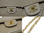 Chanel Quilted 25 Double Flap Chain Shoulder Bag Lambskin Beige Gold — view 7