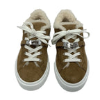 Hermes Day Sneakers Shoes Suede Mouton Brown Silver Kelly Hardware Shearling — view 2