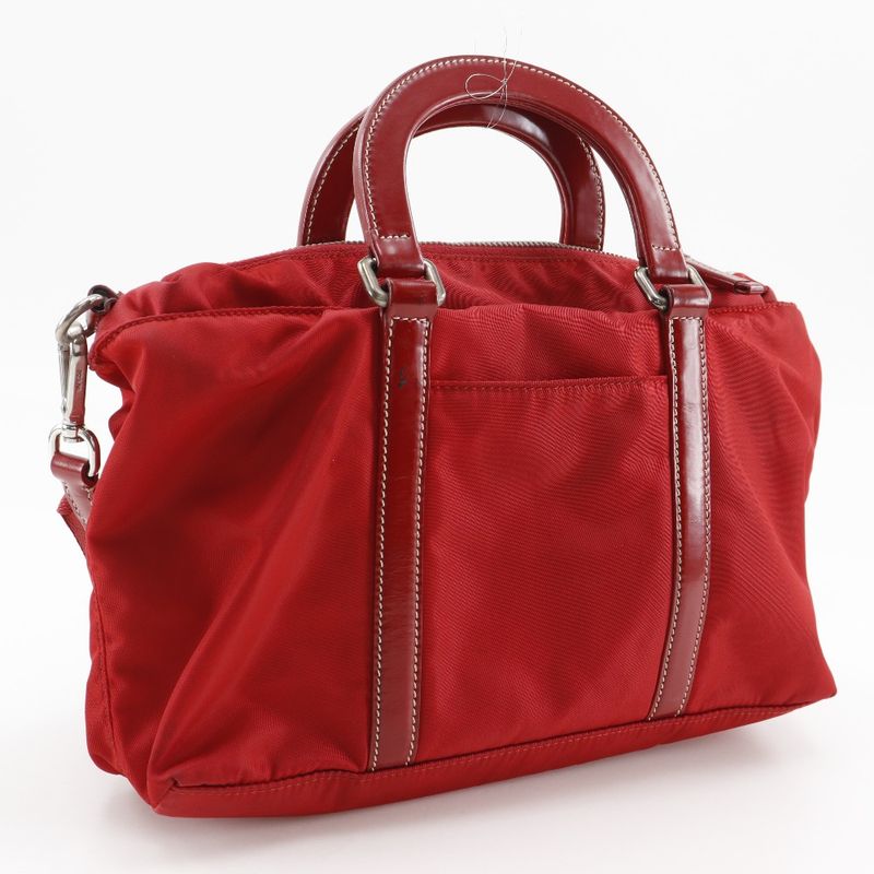 Prada 2-Way Shoulder Nylon Red Handbag — view 3