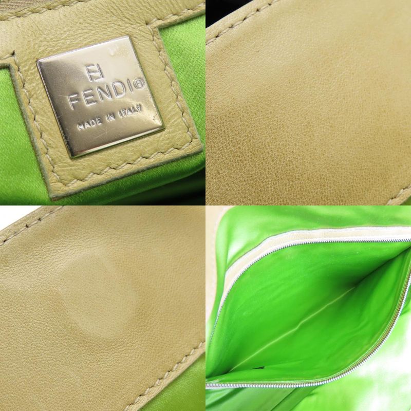 Fendi Tote Roll Bag Leather Beige Pink Green Silver Hardware Shoulder Floral A4 — view 8