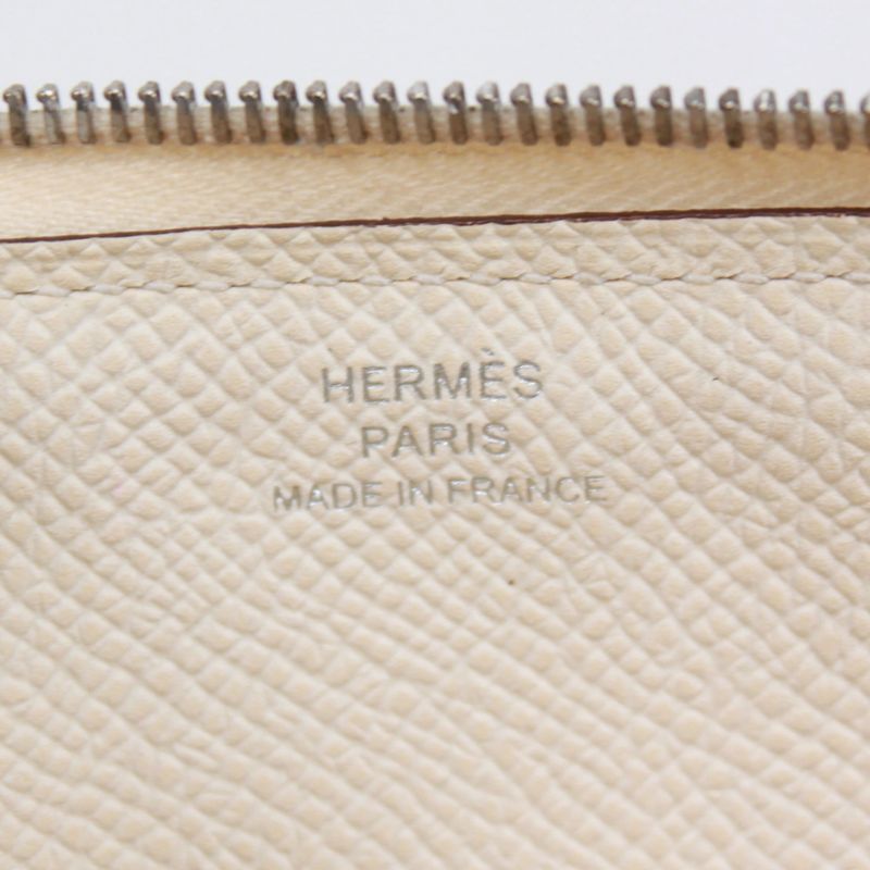 Hermes Azap Long Classic Machete Vaux Epson Off White Wallet Silver — view 8