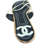 Chanel Coco Mark Strap Sandals Size 35 Black — view 9