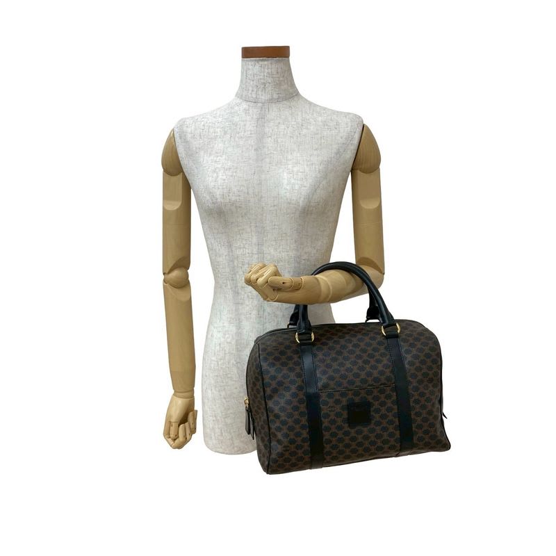 Celine Macadam Blason Vintage Triomphe Pattern Leather Handbag Mini Boston Bag