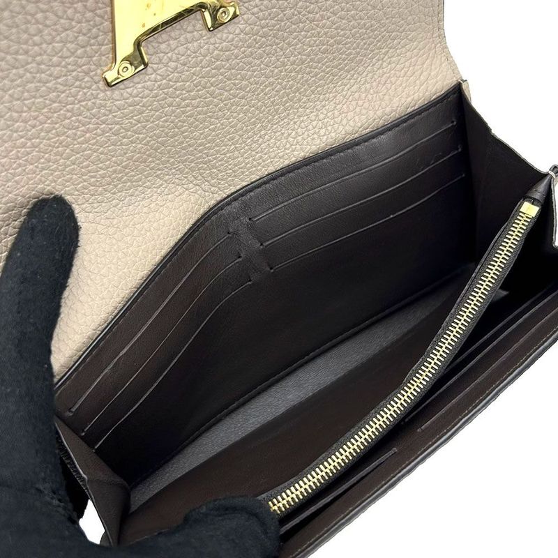 Louis Vuitton Long Wallet Portefeuille Capucines Gallet Beige Leather — view 2