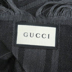 Gucci Wool Silk GG Logo Diamante Checked Fringe Stole Scarf Shawl Gray — view 7