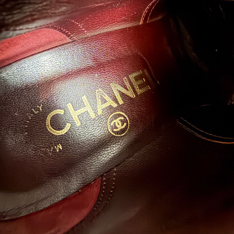 Chanel Quilted Leather Belt Short Boots Coco Mark Black 36 1 2 — view 9