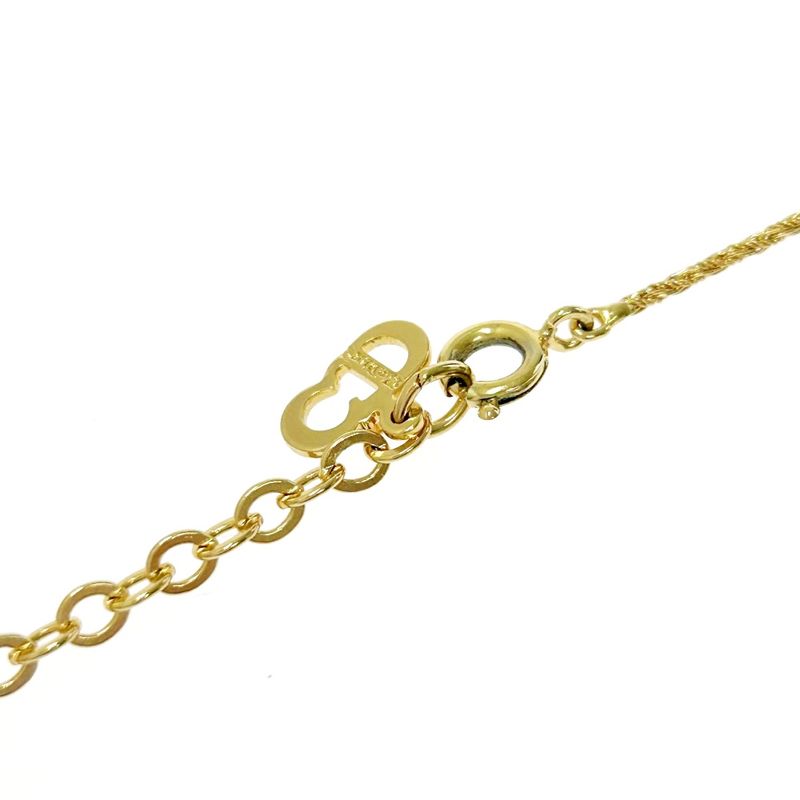 Christian Dior GP Rhinestone Faux Pearl Necklace Gold — view 6